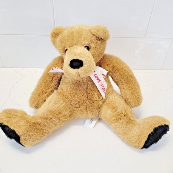 Macys Recordable Personal Message Love Spoken Brown Bear Plush Tested & Working - Picture 1 of 16